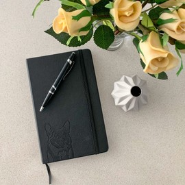 The Dog Book Company A5 Hardcover Notebook - Black PU Leather, 100gsm Lined Pages, Bookmark, Dog Notebook or Journal (Corgi)