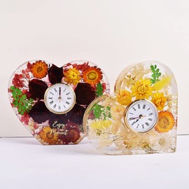 Yayatty Heart-Shaped Clock Casting Molds with Clock Movement Accessories for DIY Craft Home Decor