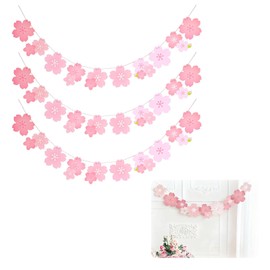 YANHUILAY Cherry Blossom Garland, Spring Decorations, Set of 3, Cherry Blossom Decorations, Japanese Festival Decorations, Approx. 6.6 ft (2 m), Flower Viewing, Wall Hanging, Spring Atmosphere, Hina Festival, Cherry Blossom Season, Entrance, DIY Decorati