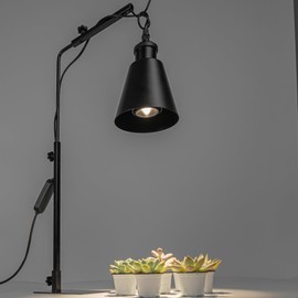 Yequandec Black Free Standing Plant Grow Stand Adjustable Height 15 Feet Plug in Timer Switch Cord Vintage Design 10W 4500K Natural White Light Full Spectrum Bulb Included