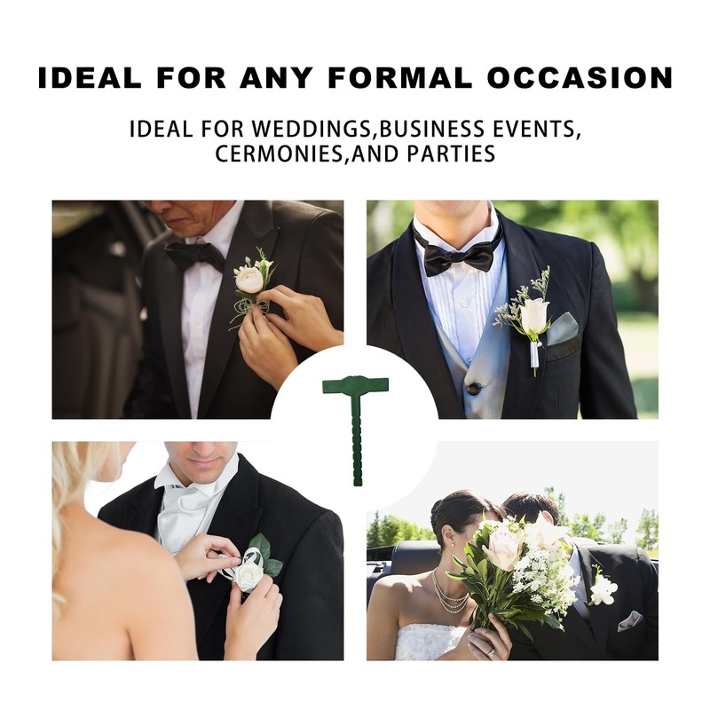 YAFIYGI 20Pcs Boutonniere Pins for Men Green Safety T-Shaped Pin