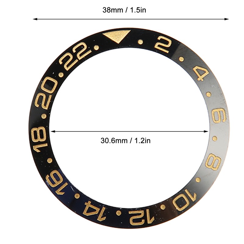 Ceramic Watch Bezel Ring Black Base Gold Digit Watch Bezel
