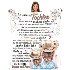 MZIEIU Tochter Geschenke von Mama Papa, Personalisierte Geschenke Decke für meine Tochter, Kuscheldecke Flauschige mit Spruch Positiv Ermutigen - Weihnachten Geburtstagsgeschenk für Tochter
