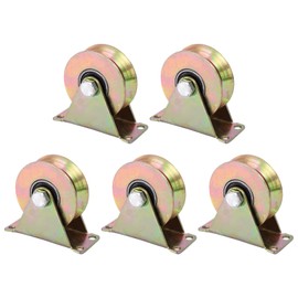 Cdemiy Pulley Wheel, 5 Pack Stainless Steel Pulley Block, V Groove Pully Heavy Duty Rigid Caster, Mute Bearings Sliding Roller Track Wheel for Roller Gates Iron Gate Rail Gate Industrial Machines