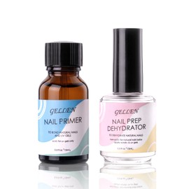 Gellen Nail Dehydrator and Nail Primer, Long-Lasting Air Dry (Acid Free) for Acrylic Powder and Gel Nail Polish, Superior Protein Bonding, 15ML / 0.5 oz Each
