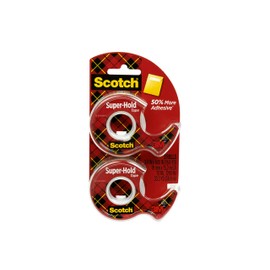 Scotch Super-Hold Tape, 2 Rolls, Transparent Finish, 50% More Adhesive, Trusted Favorite, 3/4 x 600 Inches, Dispensered (198DM-2)