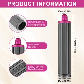 Chingcoo Curler Attachment, 40 mm Curler Attachment for Dyson Airwrap Styler HS05 HS01, Multifunctional Curler, 2 in 1 Long Curler Attachment (without Adapter) (Rose Red, 40 mm)