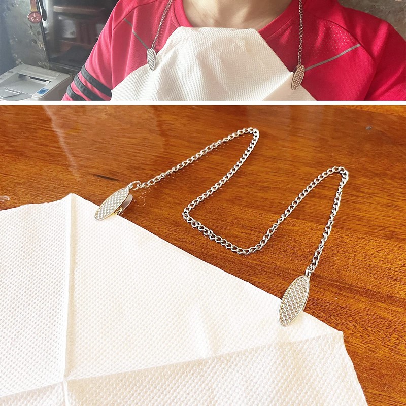 4 Pcs Napkin Chain with Clip Silver, Personal Serviette Chain
