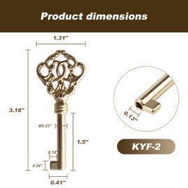 KYF-2 Solid Brass Skeleton Key fits Most of Antique Vintage and Modern Furniture (2 PCS)