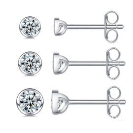Small Stud Earrings for Women Men Girls – Earrings Silver 925 Gold Silver Tiny Round Cubic Zirconia Sterling Silver Stud Earrings CZ Small Cartilage Tragus Earrings (2/3/4/5 mm), Cubic Zirconia, Cubic