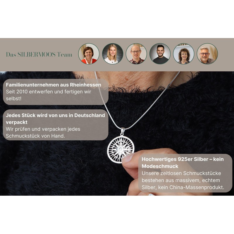 SILBERMOOS Women's Large Pendant Flower Clover Shiny 925 Sterling Silver,