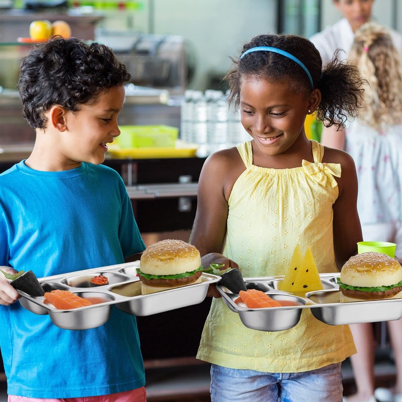 Foaincore 8 Pack 304 Stainless Steel Divided Plates Rectangular Portion