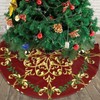 48" Christmas Tree Skirt, Red Gold Elegant Festive Pattern Pattern