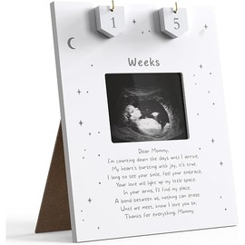 Sonogram Picture Frame Countdown Weeks - Baby Shower Welcome Sign - Standard 4"x3" Ultrasound Photo - Pregnancy Announcements Ideas - Gender Reveal Gifts - New Mom Expecting Parents to Be Keepsake