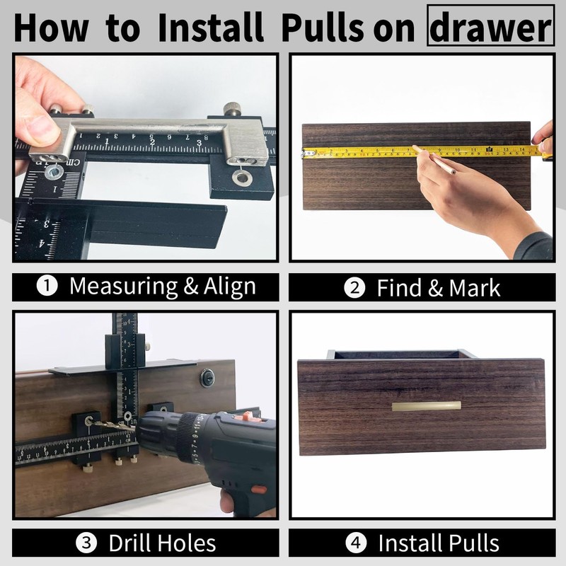 King&Charles Cabinet Hardware Jig, Aluminum Alloy Cabinet Handle Jig with