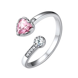 Sterling Silver Rings for Women Thumb Ring Ladies Rings Cubic Zirconia Ring Heart Ring Sterling Silver Adjustable Ring Birthstone Ring