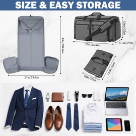 TOP Garment Duffle Bags for Travel, Convertible Garment Bag with Shoe & Laptop Compartment, 2 in 1 Carry on Suit Garment Bags for Men Women, All in One Hanging Suit Travel Bag for Airplanes, 55L