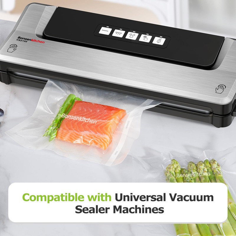 Bonsenkitchen Vacuum Food Sealer Rolls Bags, 2 Packs 8 in