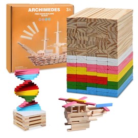 FEMBW Craft Wood Blocks, Pack of 100 Wooden Strips for Crafts and Colourful Wooden Sticks, Wooden Building Blocks 100 x 20 x 7 mm Wooden Blocks, Craft Blocks Wooden for DIY Craft Wood Crafts