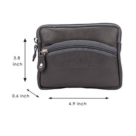 FINELAER Leather Coin Pouch Purse Wallet Change Pocket Size Holder Zipper For Men & Women