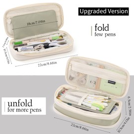 ANGOOBABY Large Capacity Pencil Case, Multi-functional Pencil Case, Tool, Pencil Case, Small Storage, Small & Middle School, High School Students, College Students, Boys, Girls, Children, Office Workers, Business, green, Japanese