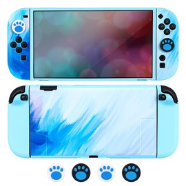 DLseego Switch2 用 ケース Switch2　カバー スイッチ2 カバー スイッチ 第二世代に対応　保護カバー スイッチ2ケース　分離式　TPU 超軽量 耐衝撃 傷つけ防止 全面保護 取り外し簡単 猫肉球グリップキャップ ブルー