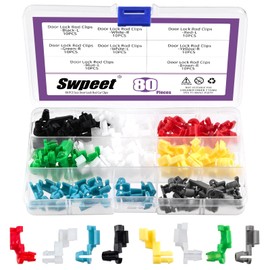 Swpeet 80Pcs Car Door Lock Rod Clips Assortment Kit, Left and Right Door Handle Rod End Clip Retainer, Tailgate Handle Rod Clip, Latch Locking Push Clip Compatible with Most Cars