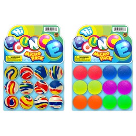2CHILL 1 Inch Small Bouncy Balls for Kids Bulk Toys (2 Pack, 12 Each) Neon Color, Swirly Marble, & Glitter Bouncy Balls. Party Favors & Prize Box Items for Classroom. 967-2s