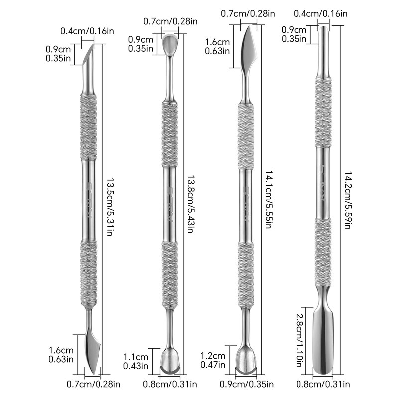 KADS Upgraded Dual-Ended Stainless Steel Nail Cuticle Pusher and Cleaner