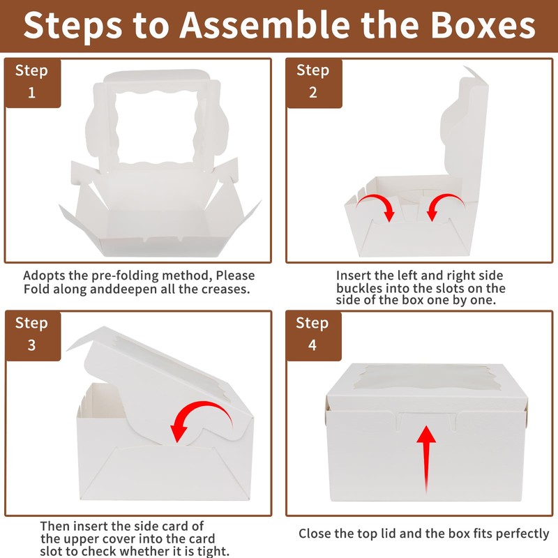 HONGFAPK Bakery Boxes with Window 50pcs 6x6x3 Inches, Cookie Boxes,