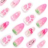 LBPEPAMZ 24Pcs Cherry Press on Nails Medium Almond Fake Nails