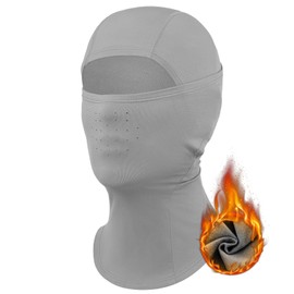 Qunature Winter Balaclava Neck Gaiter Scarf Warmer Mask Windproof Fleece Thermal Full Face Mask Cold Weather Snoods Unisex Outdoor Sports Mask Skiing Cycling Motorcycling Grey