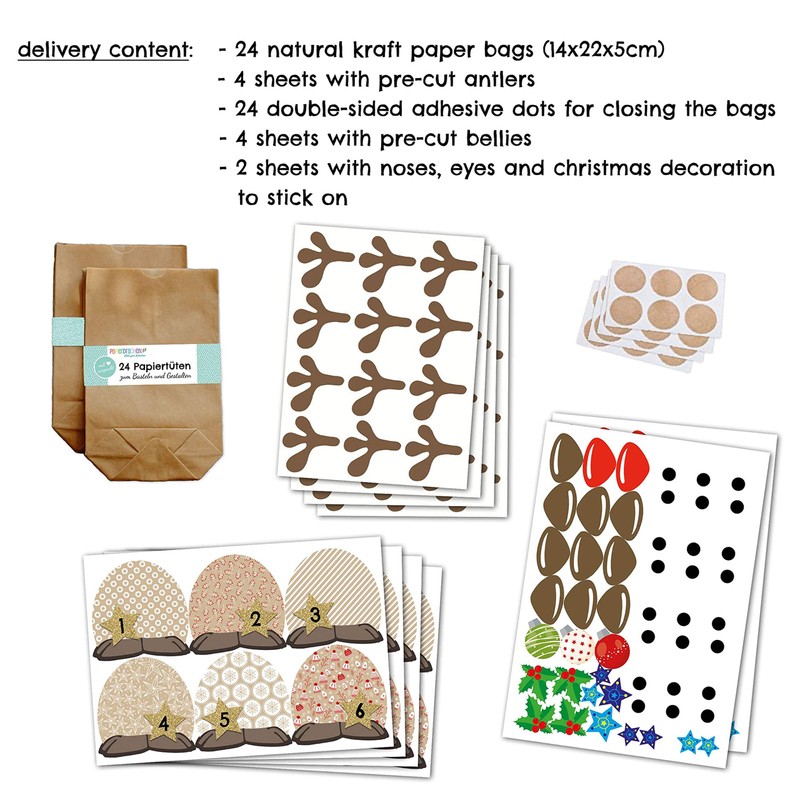 Papierdrachen DIY Advent calendar set for crafters - reindeer 2017