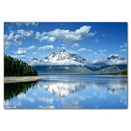 XXL Poster 100 x 70 cm (F-254) Mountain Lake Jackson Lake Mountains Teton Range Grand Teton National Park