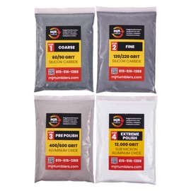 Refill Grit Kit w MJR Tumblers Premium Quality Extreme Polish 12,000 Grit Sub Micron Aluminum Oxide Polish for Unparalleled Result. For 25lb Rock Tumblers w Silicon Carbide, Disabled and Veteran Owned