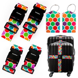 Gutsdoor Luggage Straps for Suitcases, Add a Bag Luggage Strap & Luggage Tag Set, Adjustable Luggage Belt Suitcase Strap Travel Bag Accessories