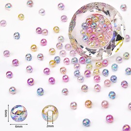 1000PCs 6MM Mixed Color Shimmering AB Acrylic Round Beads, Glitter Acrylic Balls Gumball Beads, Bubblegum Beads Chunky Beads, Plastic Resin Beads for Necklace and Bracelet Making, Crafting Supplies