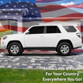 Bogar Tech Designs Precut Quarter Window American Flags Vinyl Decal Compatible with Toyota 4Runner 2010-2024, Matte Black
