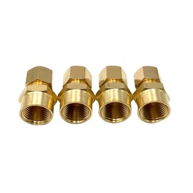 4 Pcs Brass Compression Union Connector, 3/8 Inch Female to 3/8 Inch Tube OD Straight Coupling Adapter for Oil, Gas, and Non-potable Water