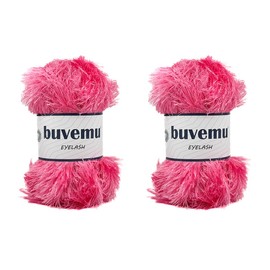 Buvemu Eyelash Fun Fur Yarn 100 Gram (3.53 Ounces) 175 Yards (160 Meters) (Candy Pink - 2 Skeins)