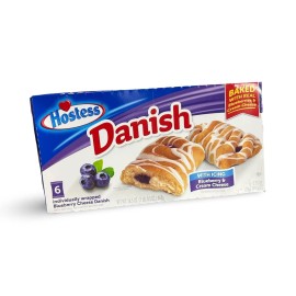 Hostess Blueberry Cheese Danish Multipack, 6 Per Box, Case of 6 (36 Danish)