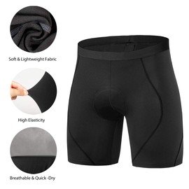 Przewalski Mens Cycling Underwear Shorts 3D Padded Bike Undershorts Bicycle MTB Liner Shorts with Non-Slip Leg Grip Dark Black