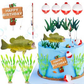 Angeln Tortenaufleger Gone Fishing Tortenaufsatz Angeln Geburtstag Dekorationen Angeln Geburtstag Party Dekorationen für Babydusche Geburtstag Party Zubehör