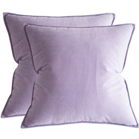 Lutanky Pack of 2 Velvet Cushion Covers Decorative Square Throw Pillow Case Soft Flanges Pillowcases for Sofa Bedroom with Invisible Zipper Taro Purple 45cm x 45cm 18 x 18 Inch