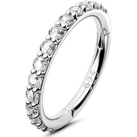 OUFER 16G Piercings Helix Echt Silber 925 CZ Rook Tragus Conch Clicker Cartilage Earring Hoop Daith Knorpel Ohrring Ohrpiercing Nasenring Nase Nose Ring Körperschmuck