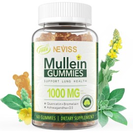 Sugar Free Mullein Gummies - Lung Cleanse - Mullein Leaf Extract 1000Mg for Resp
