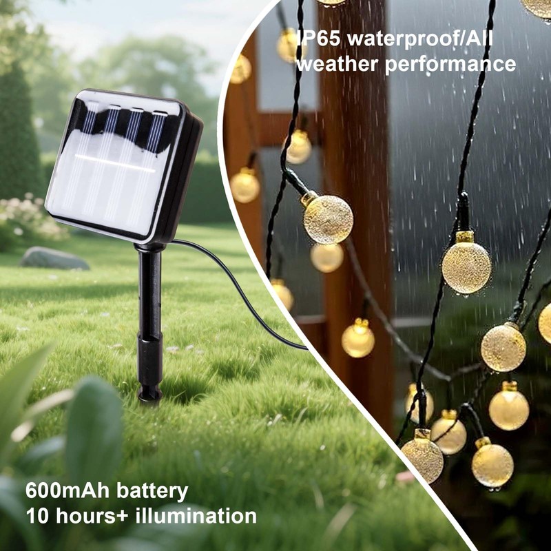 AVAMERY Solar String Lights Outdoor Waterproof, 100LED Crystal Ball Fairy