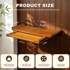 ZICHOUYING Buddha Shelf Wall Camphor Wood, Altar Shelf with Telescopic Pull Plate, Personal Small Altar Table for Household Use (Brown, Large Size)