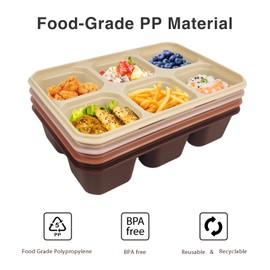 greenandlife 4 Pack Snack Containers, Reusable 6 Compartments Bento Snack Box, Meal Prep Lunch Containers for School Work Travel, Divided Food Storage for Kids Adults
