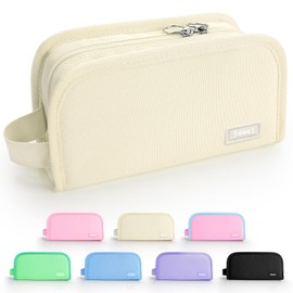 Sooez Wide Opening Pencil Pen Case, Large Capacity Zipper Pencil Pouch, Aesthetic Pencil Bag Cute School Supplies for Girls, Compact Stationery Organizer Marker Pouch Makeup Bag for Girls Adult School